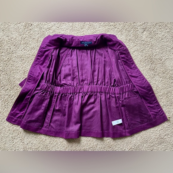 French Connection Purple Twill Cotton and Linen Blend Utility Jacket - Picture 10 of 13
